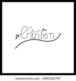 The 'Olive Garden' logo captures the essence of fresh and delicious Mediterranean cuisine. Ideal for branding and marketing a food business focused on authentic and flavorful dining experiences.