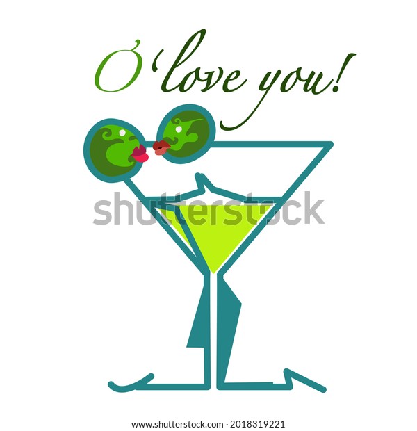 Olive Glass Two Olives Speaking Love Stock Vector Royalty Free 2018319221 Shutterstock 