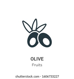 Olive glyph icon vector on white background. Flat vector olive icon symbol sign from modern fruits collection for mobile concept and web apps design.