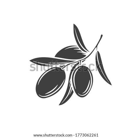 Olive glyph icon. Vegetable in retro style, vector illustration of farm product for design advertising products shop or market.