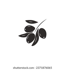 Olive glyph vector illustration for design advertising products shop, or market. Vector isolated illustration on white, Farm product for shops and markets.