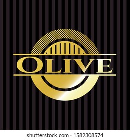 Olive gold shiny emblem. Vector Illustration. Detailed.