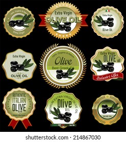 Olive golden labels set