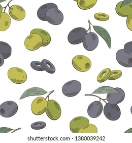 Olive graphic color seamless pattern background sketch illustration vector