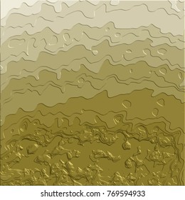 olive green 3D wave pattern with embossed spots and different shades, vector illustration