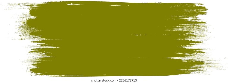 Olive green brush stroke isolated on background. Paint brush stroke vector for ink paint, grunge design element, dirt banner, watercolor design, dirty texture. Trendy brush stroke, vector illustration