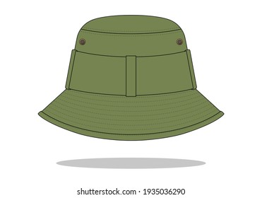 Vector De Plantilla De Sombrero De Cubo De Ejército En Fondo Blanco
