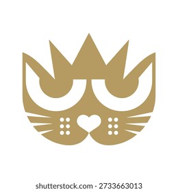 Olivgrüne Katze Gesicht Symbol mit Herznase