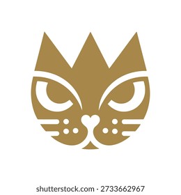 Logo de la cara del gato verde oliva con detalles blancos