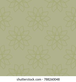 Olive green floral design. Seamless pattern