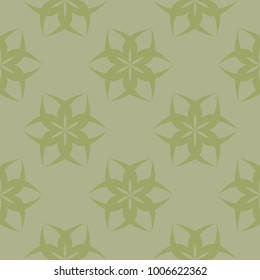 Olive green floral ornament. Seamless pattern for textile and wallpapers