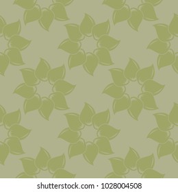 Olive green floral ornament. Seamless pattern for textile and wallpapers