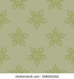 Olive green floral ornament. Seamless pattern for textile and wallpapers