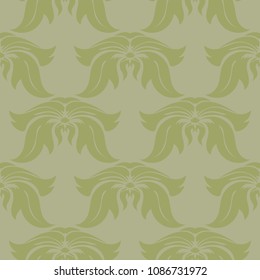 Olive green floral ornament. Seamless pattern for textile and wallpapers