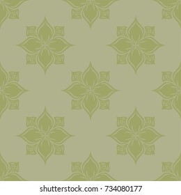 Olive green floral ornament. Seamless pattern for textile and wallpapers