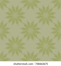 Olive green floral ornament. Seamless pattern for textile and wallpapers