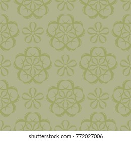 Olive green floral ornament. Seamless pattern for textile and wallpapers