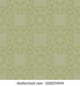 Olive green floral ornamental design. Seamless pattern for textile and wallpapers