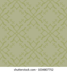 Olive green floral ornamental design. Seamless pattern for textile and wallpapers