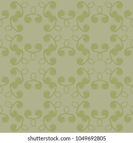 Olive green floral ornamental design. Seamless pattern for textile and wallpapers