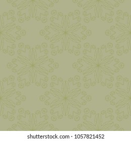 Olive green floral ornamental design. Seamless pattern for textile and wallpapers