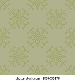 Olive green floral ornamental design. Seamless pattern for textile and wallpapers