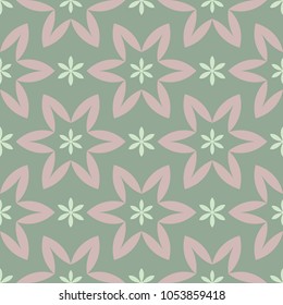 Olive green floral seamless pattern with pale pink elements. Background with flower designs for wallpapers, textile and fabrics