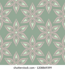 Olive green floral seamless pattern. Background with flower designs for wallpapers, textile and fabrics