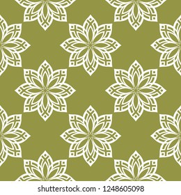 Olive green floral seamless pattern