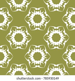 Olive green floral seamless pattern