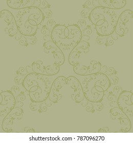 Olive green floral seamless pattern