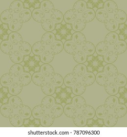 Olive green floral seamless pattern