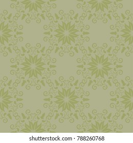 Olive green floral seamless pattern
