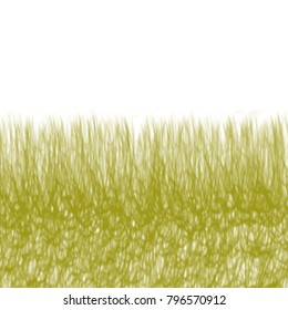 olive green fringed watercolor turf lawn pattern with fringed strokes on white background, vector illustration