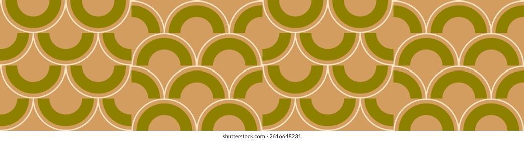 Olive Green Geometric Circles on Beige Background