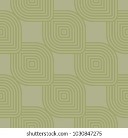 Olive green geometric ornament. Seamless pattern for web, textile and wallpapers