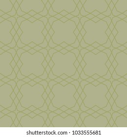 Olive green geometric ornament. Seamless pattern for web, textile and wallpapers