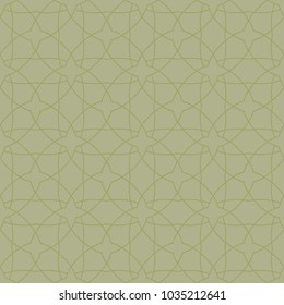 Olive green geometric ornament. Seamless pattern for web, textile and wallpapers