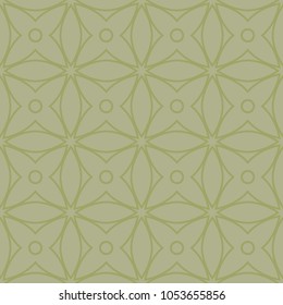 Olive green geometric ornament. Seamless pattern for web, textile and wallpapers