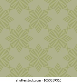 Olive green geometric ornament. Seamless pattern for web, textile and wallpapers