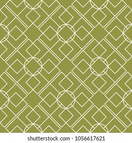 Olive green geometric ornament. Seamless pattern for web, textile and wallpapers