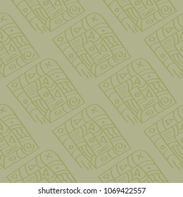 Olive green geometric ornament. Seamless pattern for web, textile and wallpapers
