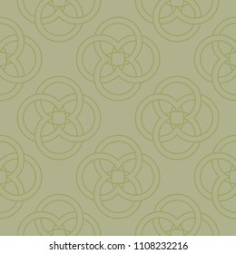 Olive green geometric ornament. Seamless pattern for web, textile and wallpapers