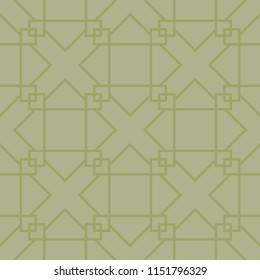 Olive green geometric ornament. Seamless pattern for web, textile and wallpapers