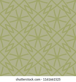 Olive green geometric ornament. Seamless pattern for web, textile and wallpapers