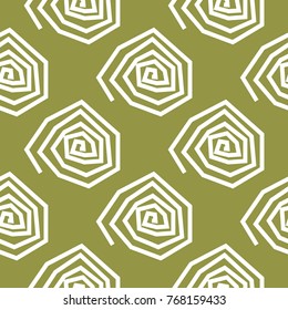 Olive green geometric ornament. Seamless pattern for web, textile and wallpapers