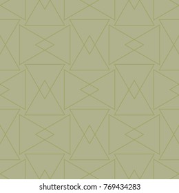 Olive green geometric ornament. Seamless pattern for web, textile and wallpapers