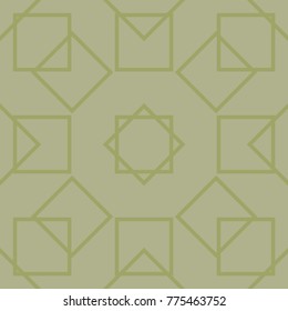 Olive green geometric ornament. Seamless pattern for web, textile and wallpapers