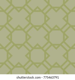 Olive green geometric ornament. Seamless pattern for web, textile and wallpapers
