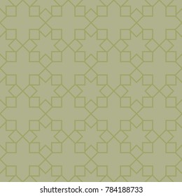 Olive green geometric ornament. Seamless pattern for web, textile and wallpapers